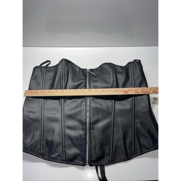 Y2K Women Fashion Sexy Zipper Steampunk Gothic Faux Leather Boned Corset Size 1X - Picture 2 of 9
